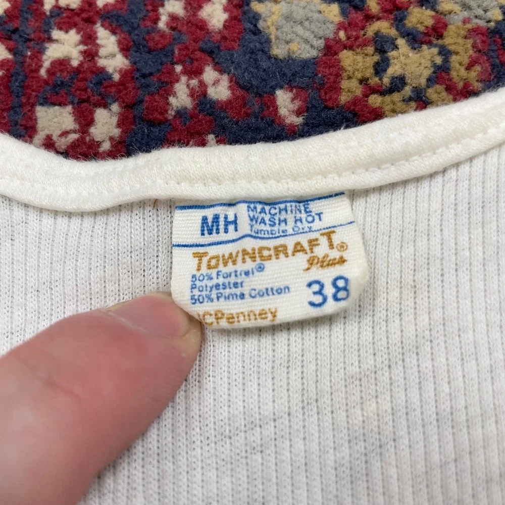 VTG 60s Towncraft JCPenney White Ribbed Tank Top Undershirt M Cotton Blend USA